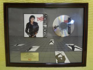 Michael Jackson " Bad " Cd Participation Award To Norm Tanner Framed 17 " X13 1/2 "