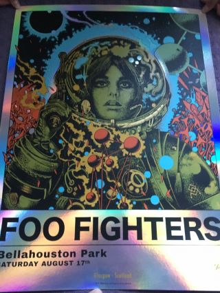 Foo Fighters Show Edition Poster – Foil,  Glasgow,  Scotland By Richey B