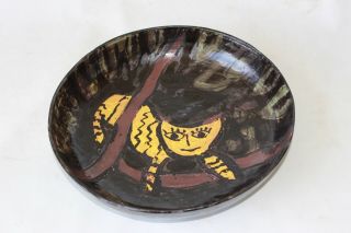 Beatrice Wood Signed Marked Beato Pottery Bowl Plate Painted Cat Dada 28 Cm Big