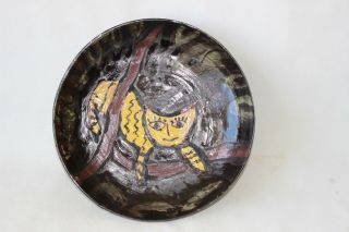 beatrice wood signed marked BEATO pottery bowl plate painted cat dada 28 cm big 5
