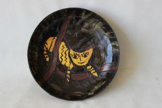 beatrice wood signed marked BEATO pottery bowl plate painted cat dada 28 cm big 6
