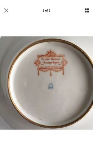 Royal Vienna Hand Painted Portrait Plate Raised Gold Border,  Signed Wagner 9