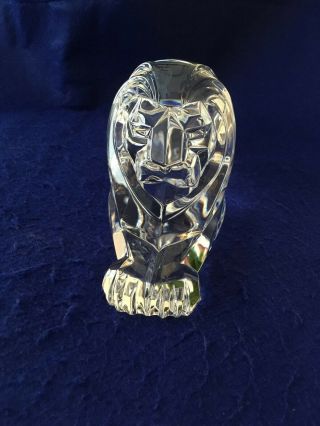Signed Steuben Art Glass Crystal Lion,  1126,  Designed By Lloyd Atkins,  1986