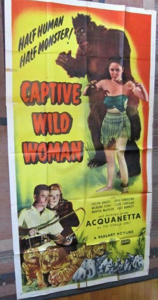 1943 Captive Wild Woman 1948 Rerelease 3 - Sheet Acquanetta