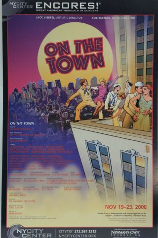 City Center Encores Production Of " On The Town " - - Window Card Poster - - Near