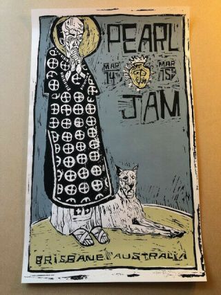 Pearl Jam Poster 1998 Brisbane Australia Ames Bros Signed Numbered