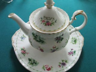 Royal Albert Montrose Flower Of The Month Pattern Teapot And Tray