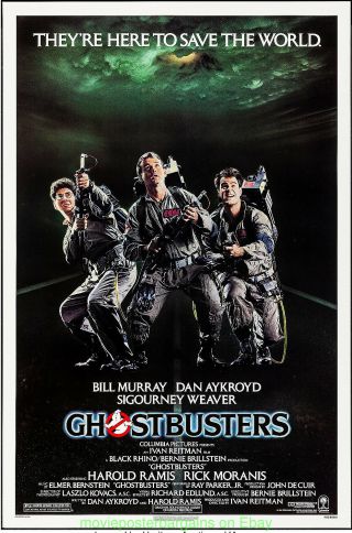 Ghostbusters Movie Poster 27x41 Rolled 1984 One Sheet Bill Murray