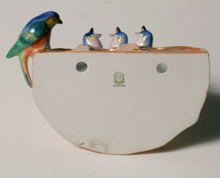 RARE Vintage Art Deco NORITAKE WALL POCKET VASE - Figural Mother Bird & Babies 8