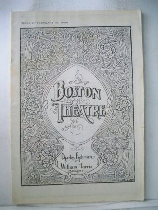 Cohan & Harris Minstrels Playbill Raymond Hitchcock / Julian Eltinge Boston 1909