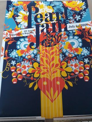 Pearl Jam Poster Prague 01.  07.  2018 O2 Arena Artist Edition Ap Signed By Artist