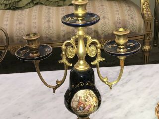 French Ormolu Urn mounted porcelain and Flanking candelabras 22k Gold 7