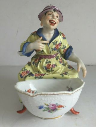 Scarce Meissen Porcelain Seated Oriental Asian Man Figurine Sweetmeat Kaendler