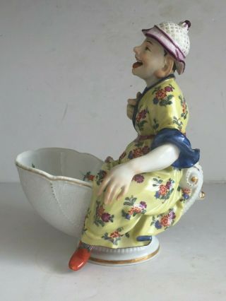 Scarce MEISSEN Porcelain Seated Oriental Asian Man Figurine Sweetmeat KAENDLER 4