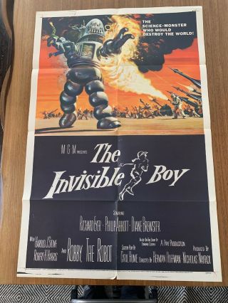 The Invisible Boy One Sheet Movie Poster Very Good 27x41 Inches Rare