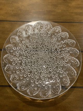 Lalique French Crystal Roscoff Centerpiece Bowl Retail $1950 Fish & Bubbles 2
