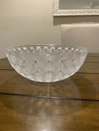 Lalique France Art Glass Crystal Nemours Black Enameled Deco Style Bowl Nr Hld