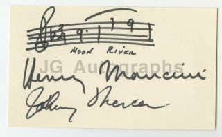 Henry Mancini & John Hernon Mercer Autographed " Moon River " Amqs Music Quotation