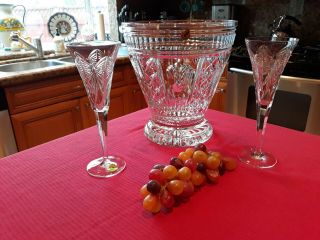 Vintage Waterford Millenium Champagne Ice Bucket,  2 Happiness Flutes