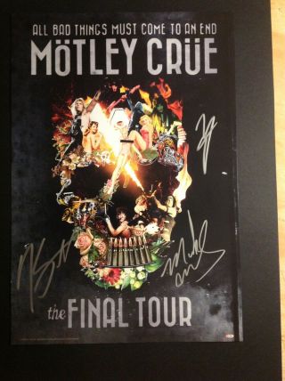 Motley Crue Signed Poster 16x20 The Final Tour