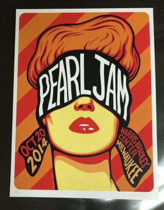 Pearl Jam Concert Poster - 10.  20.  14 - Milwaukee,  Wi - Signed/ ’d - 34/100 - B.  Frost
