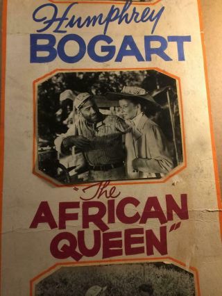 Rare Movie Theater Advertising Poster Art African Queen Bogart Hepburn 3