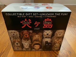 Isle Of Dogs Movie Collectible Gift Set Blu - Ray/ Dvd Figure Set Of 6 Doll Pvc