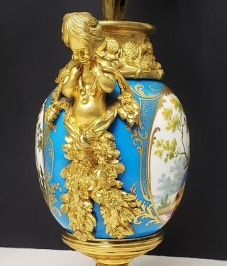 19th c Antique French Gilt Bronze & Sevres Porcelain Candelabras w Birds 8