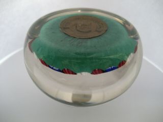 Paul Ysart Monart Glass Period IEA Millefiori Paperweight with Monart Base Label 10