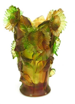 X Special Huge World Class Art Glass French Flower Vase Pate De Verre Daum?