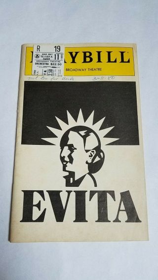 Vintage Broadway Playbill 38 - Evita Patti Lupone Mandy Patinkin Musical