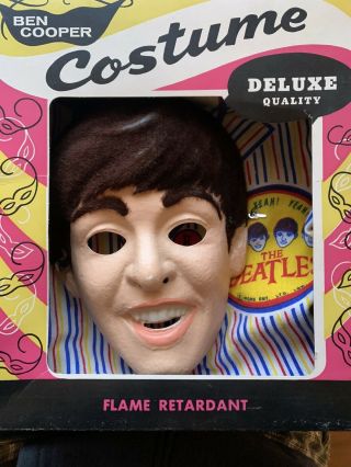 Beatles Paul Mccartney Ben Cooper Sz Med Halloween Costume Mask/original Box