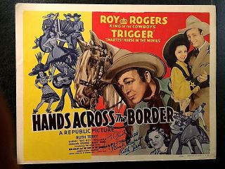 Hands Across The Border 1944,  Signed Title Lobby Card,  Roy Rogers