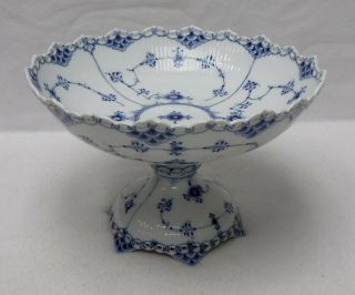 Royal Copenhagen Blue Fluted Full Lace Large Footed Salad Bowl 1022 - 11 " X 7 "