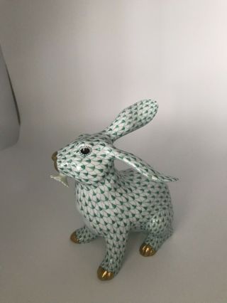 Herend Bunny Rabbit With Daisy Green Colored Fishnet NoR 3