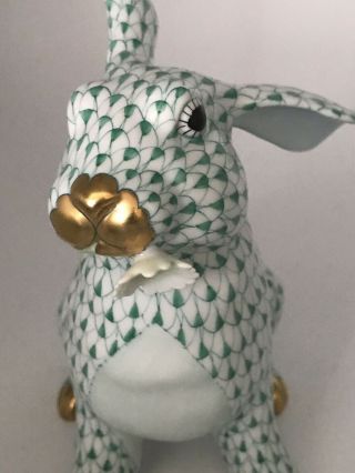 Herend Bunny Rabbit With Daisy Green Colored Fishnet NoR 4