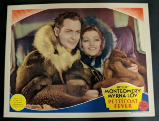 Petticoat Fever 1936 Mgm Lobby Card Myrna Loy Robert Montgomery Vf/nm