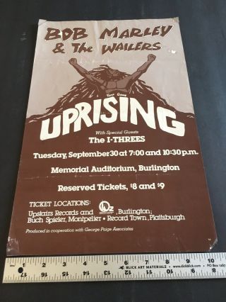 Vintage BOB MARLEY and The Wailers Concert Poster,  11’x17.  Rare. 2