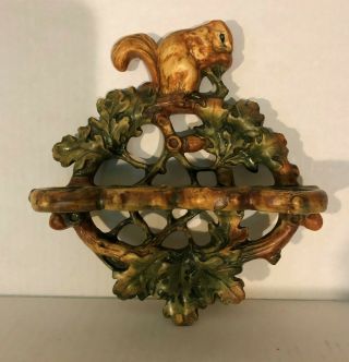 Weller Rare Woodcraft Pipe Holder Wall Hanging With Squirrel