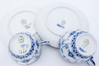 12 Cups & Saucers 1035 - Blue Fluted Royal Copenhagen Full Lace - 2:nd Quality 6