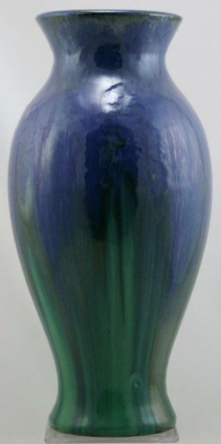 Fulper 13.  5 " Classic Vase 536 Gloppy Blue/green Flambe Glaze C1917 - 27 F325