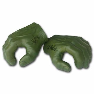 Stan Lee & Lou Ferrigno Autographed The Incredible Hulk Hands