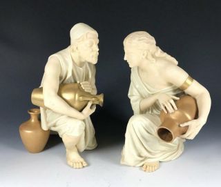 C.  1881 Antique Royal Worcester Large Figurines Water Carriers James Hadley