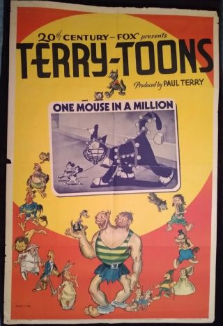 Terry - Toons " One Mouse In A Million " 1939 Vintage 1 - Sheet Poster 27 " X 41 "
