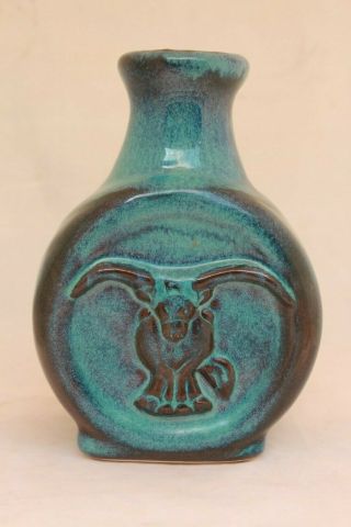 Vintage 1971 Harding Black Studio Pottery 6½ " Texas Longhorn Vase