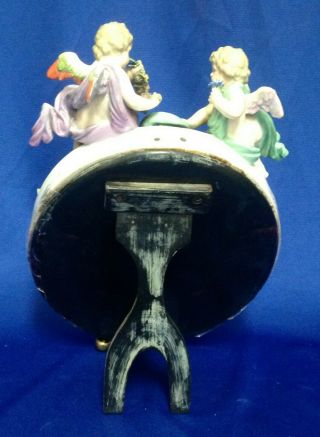 Meissen Porcelain Standing Mirror With Applied Flowers And Cherubs In Org Box 8
