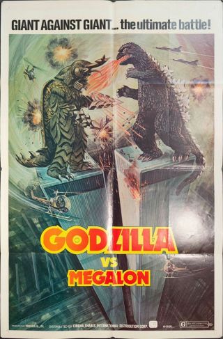 1976 Godzilla Vs Megalon One Sheet Movie Poster Vintage