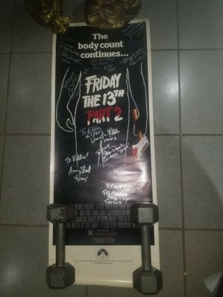 Friday The 13th Part 2 Signed Poster King Steel Dash Baker Randolph Taylor