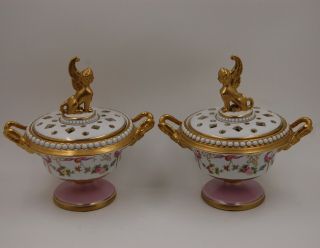 Antique France Old Paris Hand Painted Porcelain Bowl Set Of 2