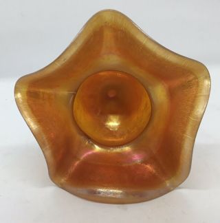 Antique Louis Comfort Tiffany Glass Gold Favrile Floriform Iridescent Vase Dish 8